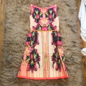 T Tahari Pink Pleated Bustier Sundress